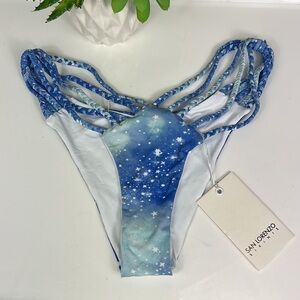 NWT San Lorenzo Bikini Bottom Braided V Knot Cosmos XS Swim Beach Cheeky